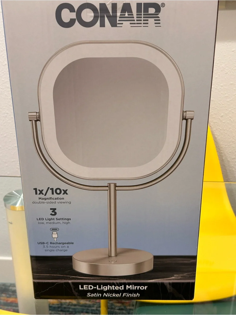 New In Box -  Satin Nickel LED Lighted Vanity Mirror - Satin Nickel - Giftable